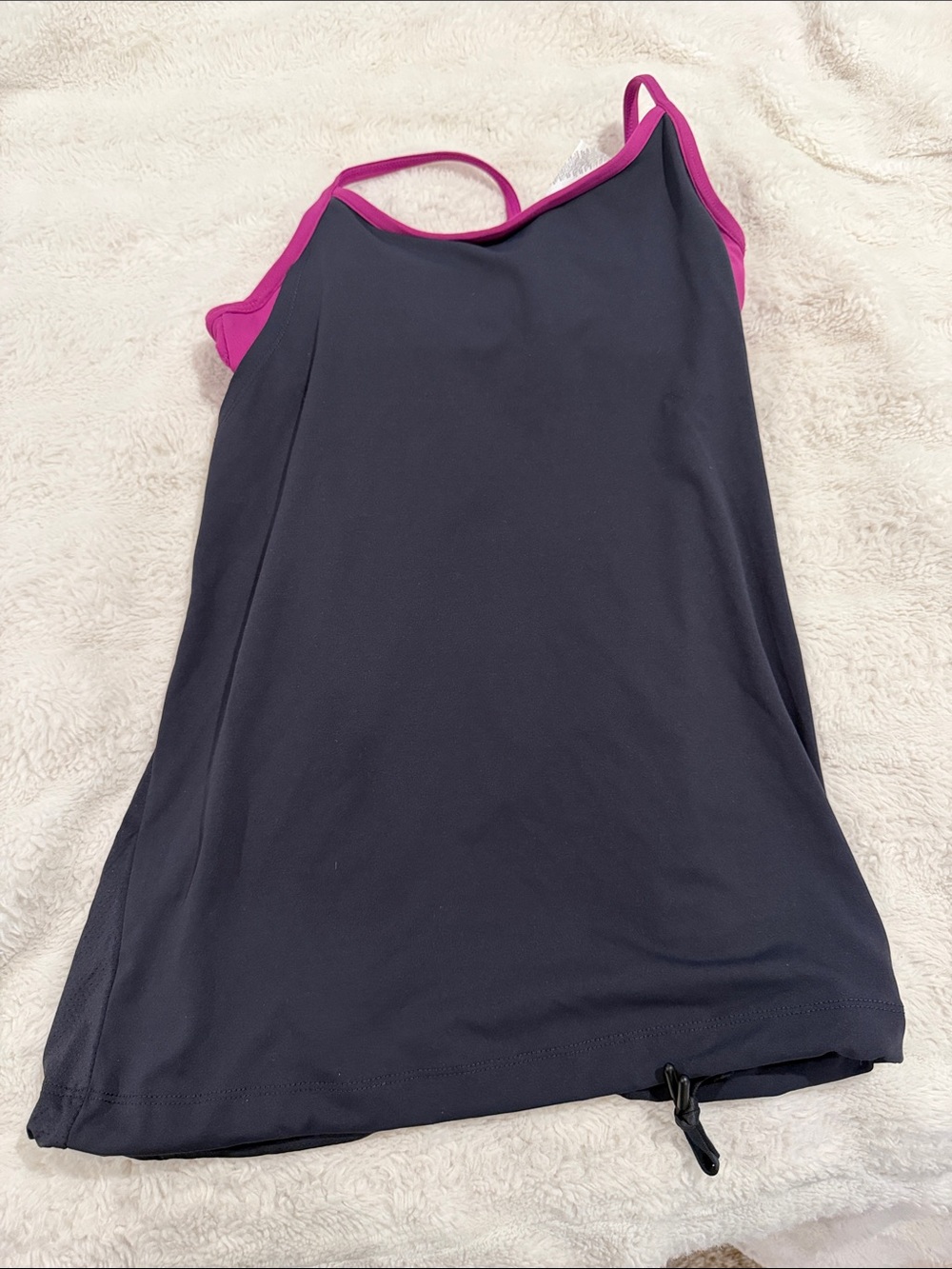 Fabletics Navy Tank with Pink Trim